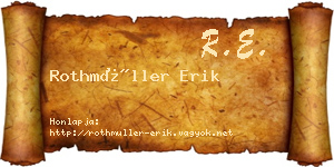 Rothmüller Erik névjegykártya